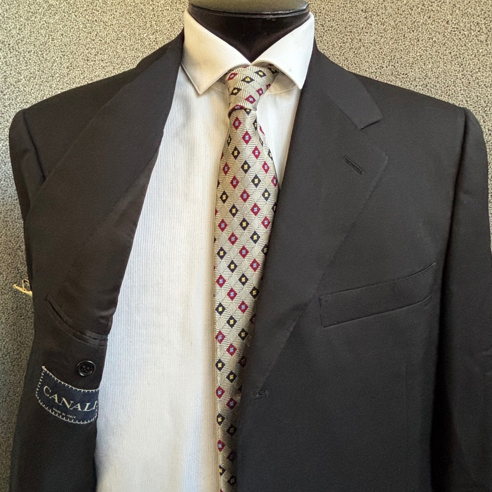 Canali Blazer Sport Coat 44R US 54R EU Black Wool Italy Old Money Quiet Luxury